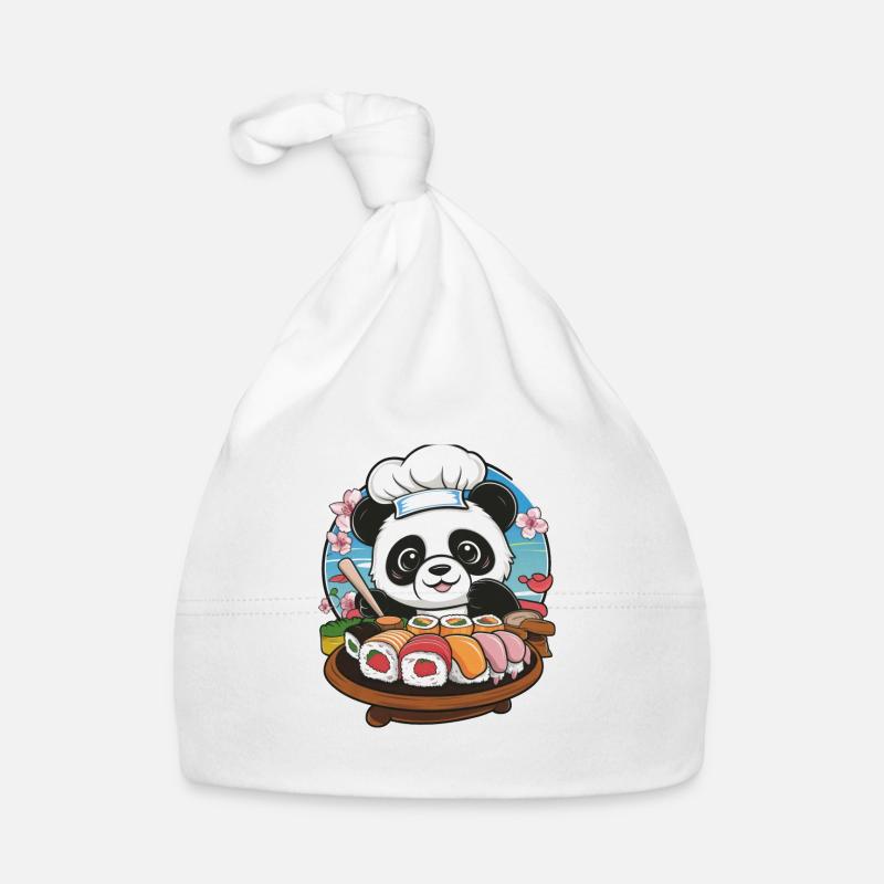 Süßer Kawaii Panda mit großer Sushi Variation Baby Bio-Mütze