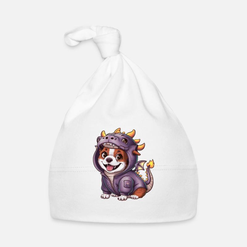 Chien Kawaii mignon avec tenue de dragon Bonnet bio Bébé