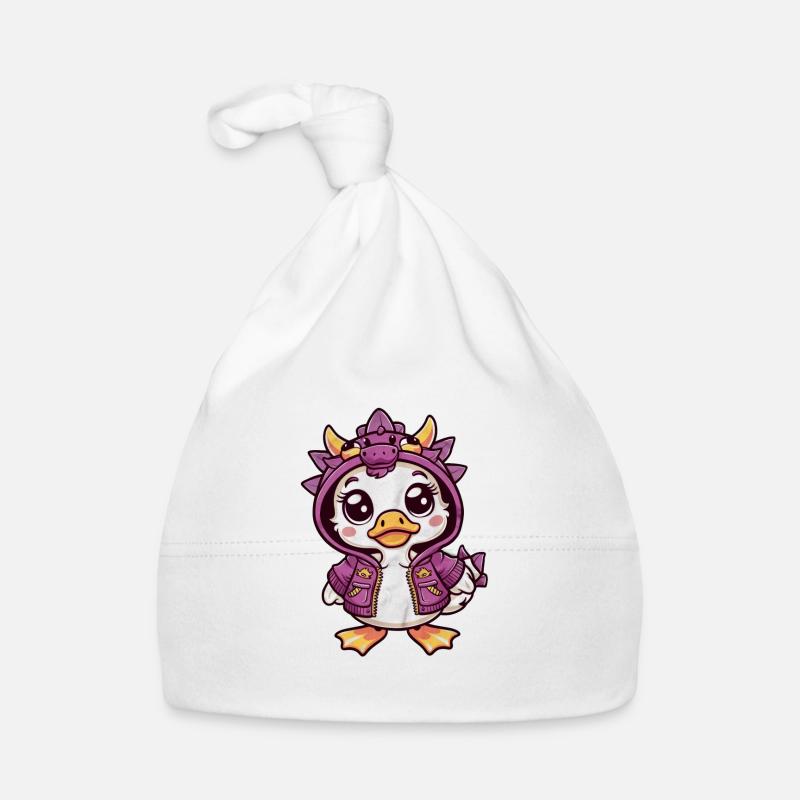 Mignon canard kawaii avec tenue de dragon Bonnet bio Bébé