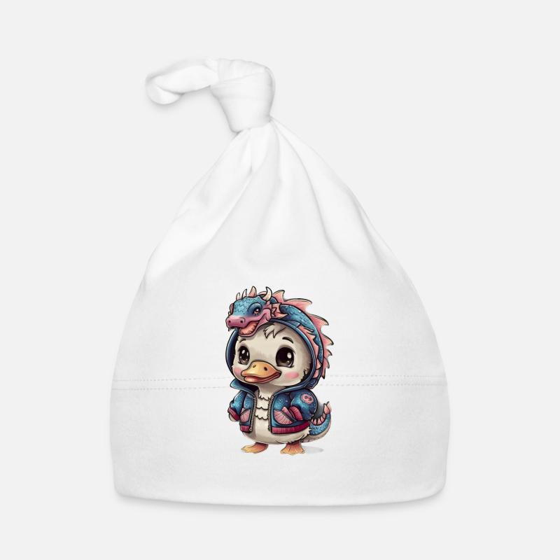 Mignon canard kawaii avec tenue de dragon Bonnet bio Bébé