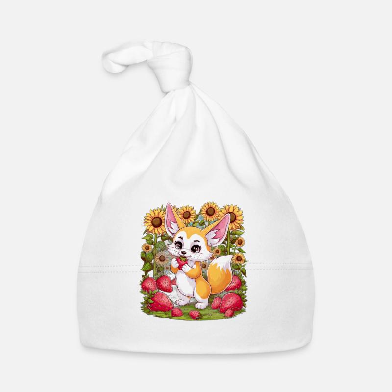 Fennec Desert Fox with Tulips and Lemons Organic Baby Cap