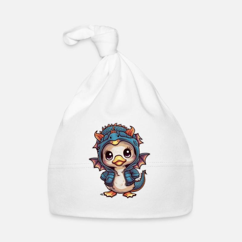 Mignon canard kawaii avec tenue de dragon Bonnet bio Bébé