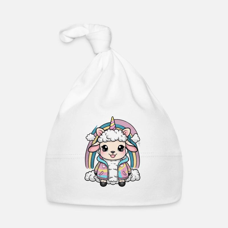 Kawaii Schaf mit Einhorn Outfit Baby Bio-Mütze