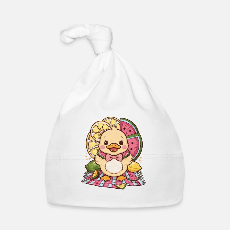 Kawaii Entchen mit Zitrone und Wassermelone Baby Bio-Mütze