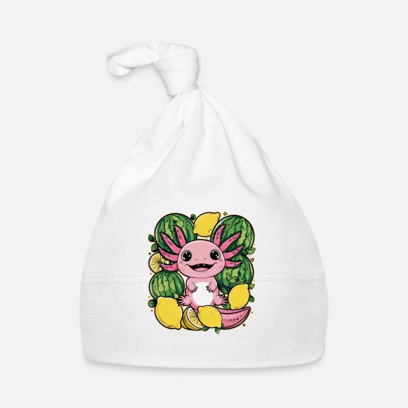 Axolotl Kawaii aux citrons et pastèques Bonnet bio Bébé
