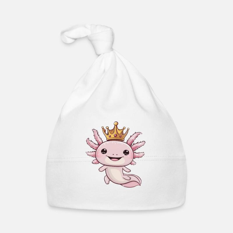 Axolotl Kawaii avec Couronne Royale. Bonnet bio Bébé