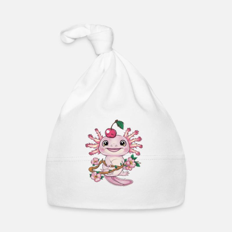 Axolotl mit Kirschen und Sakura Kirschblüten Baby Bio-Mütze
