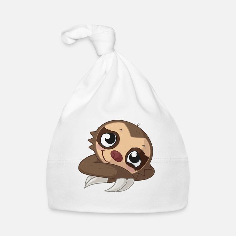 Paresse de dessin animé - Bonnet bio Bébé - blanc