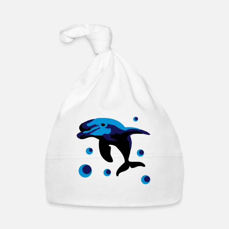Dauphin dans l'eau - Bonnet bio Bébé - blanc