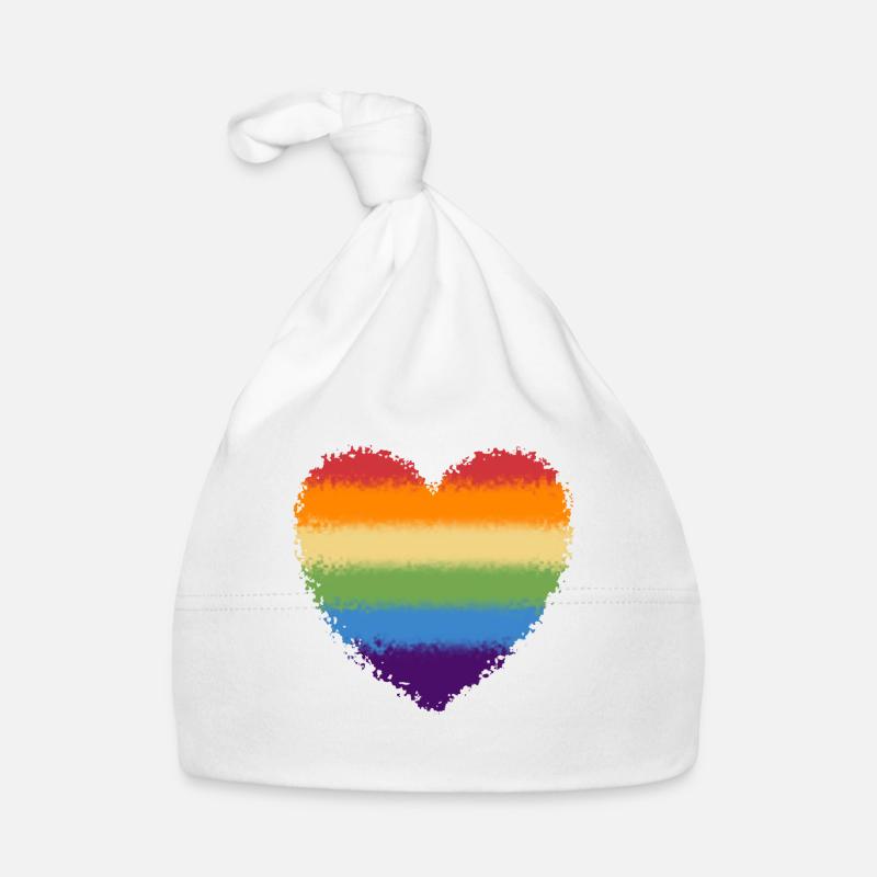 Regenbogen Herz Logo verwirbelt Baby Bio-Mütze