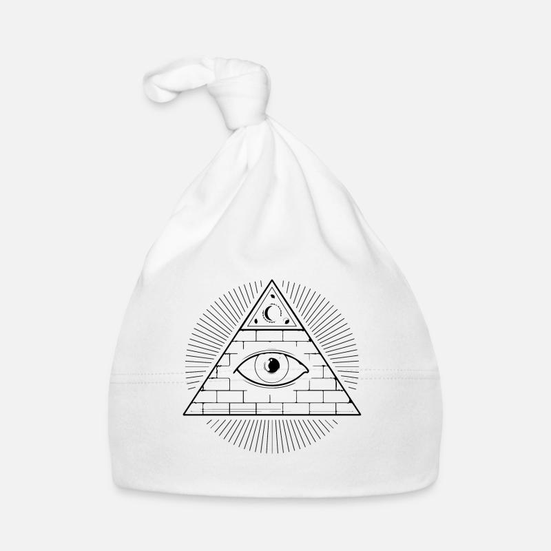 Pyramide de médaille de l'oeil maçon de la société secrète Illuminati - Bonnet bio Bébé - blanc