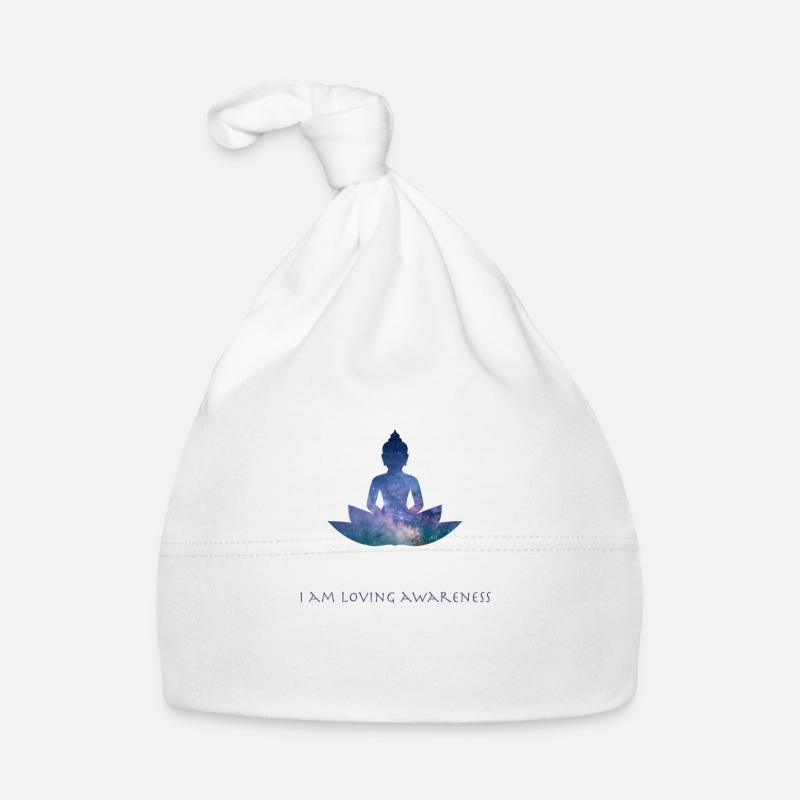 J'adore la conscience - Galaxy Buddha - Bonnet bio Bébé - blanc