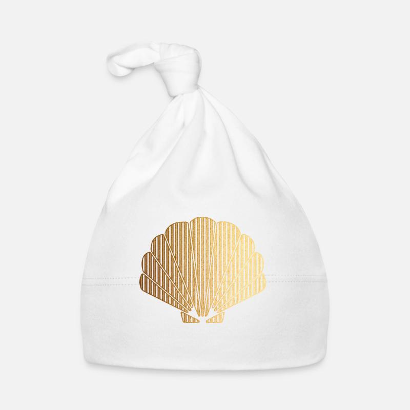 Shell gold - Organic Baby Cap - white