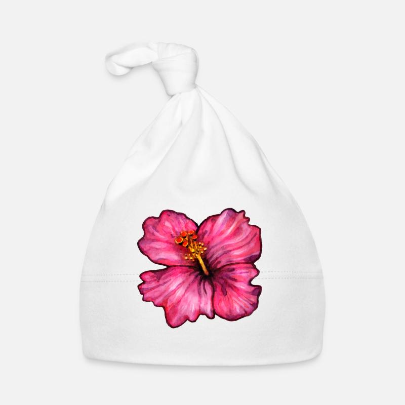 Hibiscus (aquarelle) Bonnet bio Bébé