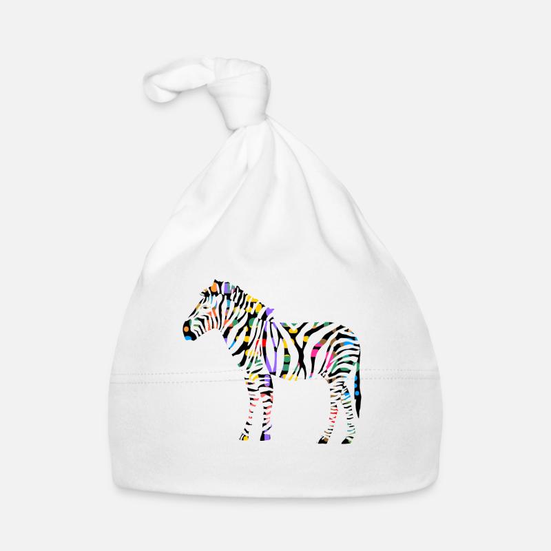 Buntes Zebra - Baby Bio-Mütze - Weiß