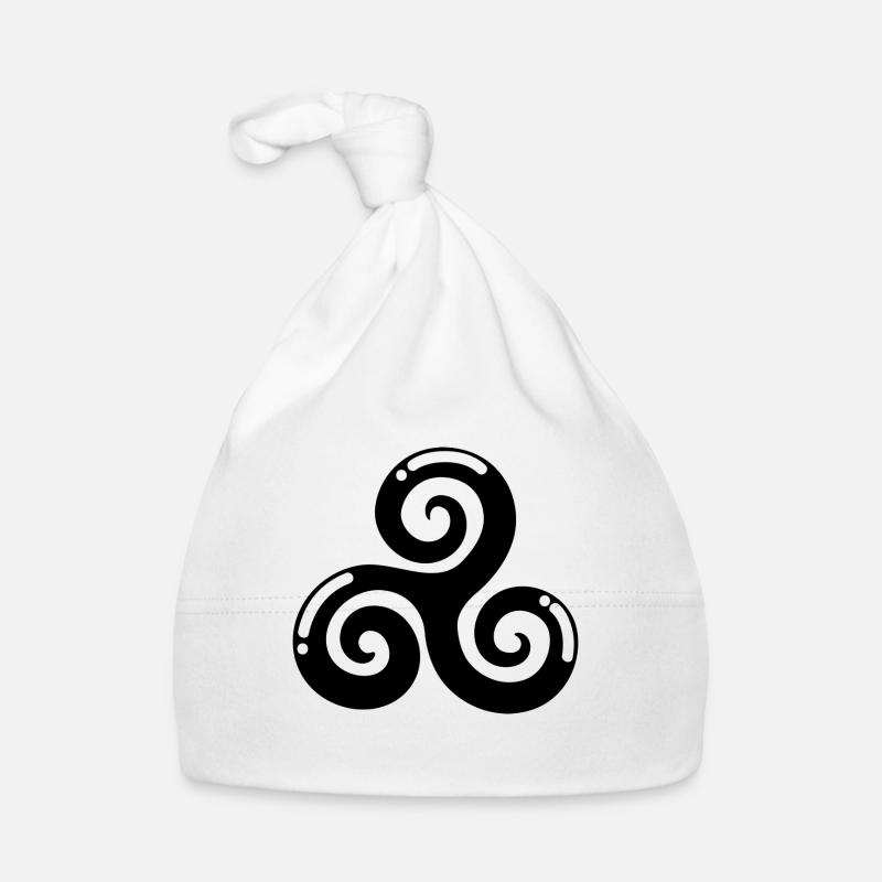 celtic triskele noir et blanc cadeau - Bonnet bio Bébé - blanc