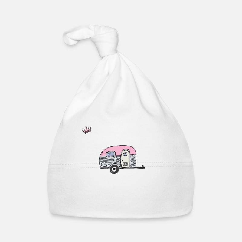 Camping Queen - Baby Bio-Mütze - Weiß