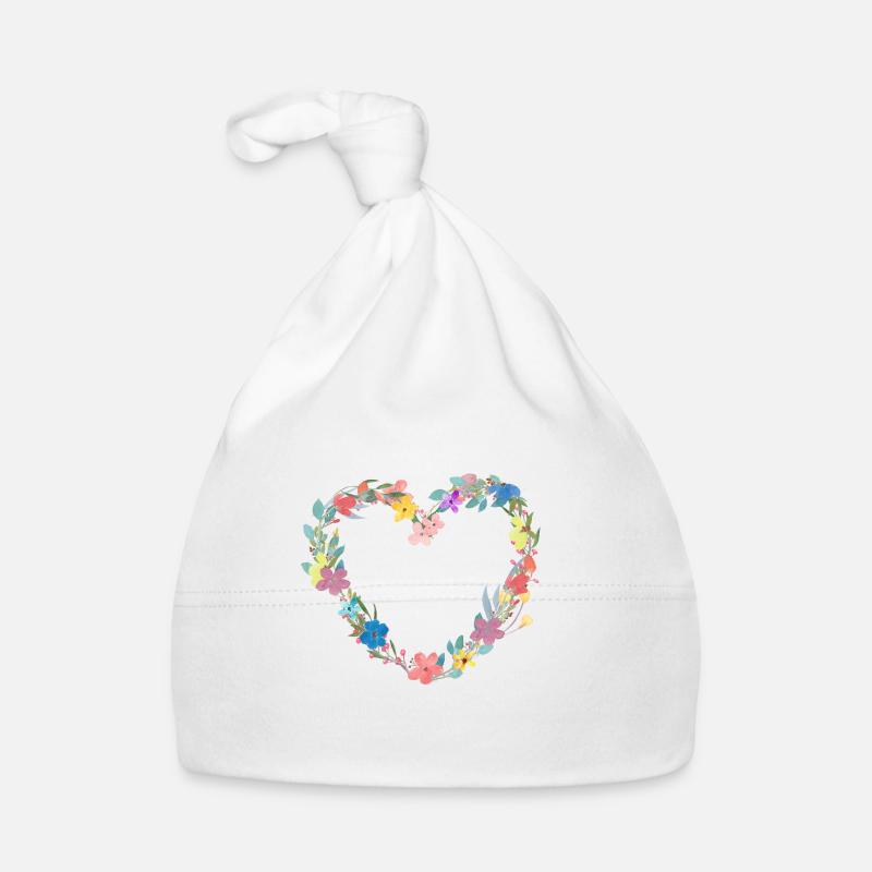 Blumen Herz Baby Bio-Mütze