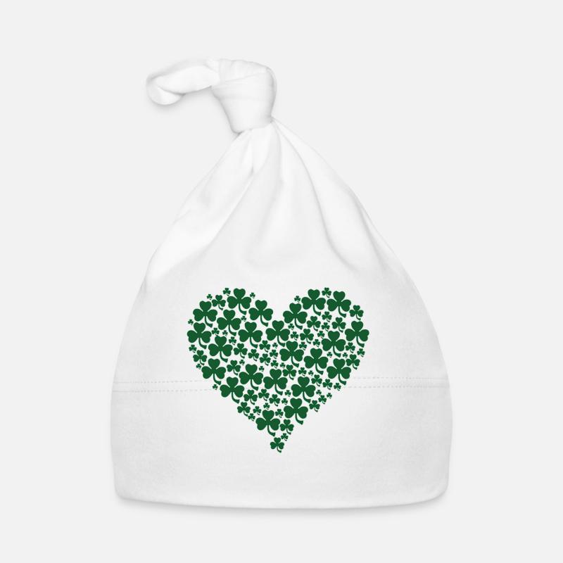 Three leaf clovers in gift heart Organic Baby Cap