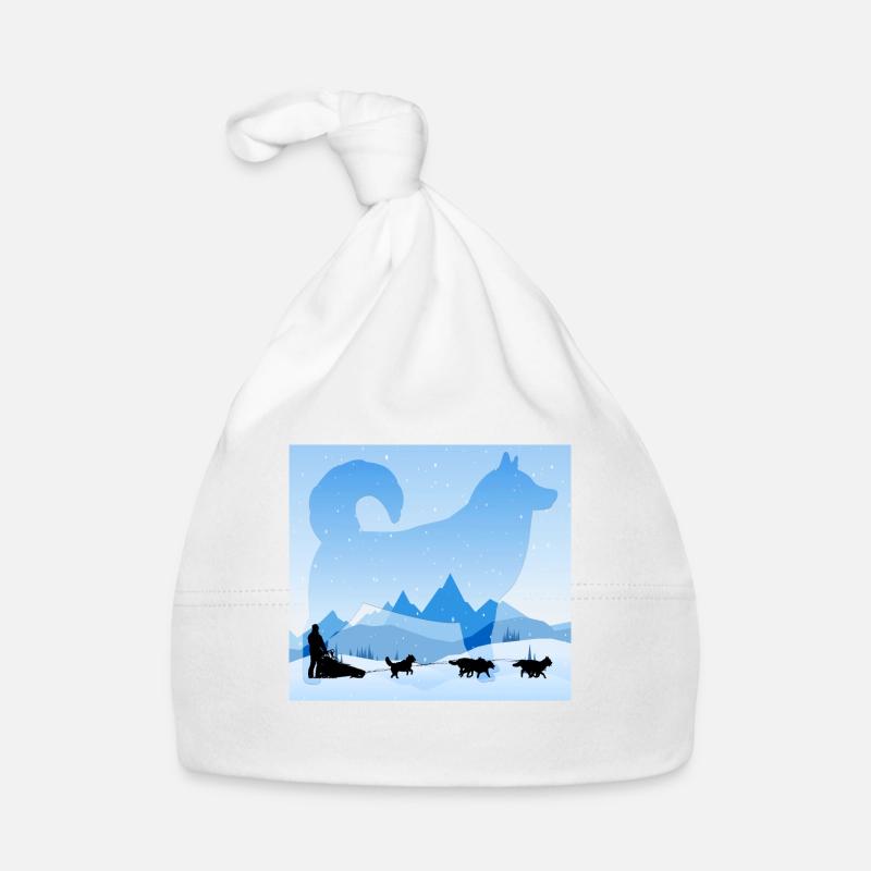 chiens de traineau - Bonnet bio Bébé - blanc
