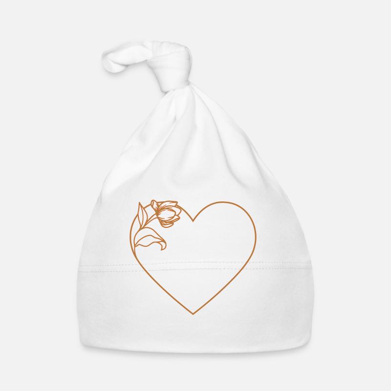 Coeur avec fleur Bonnet bio Bébé