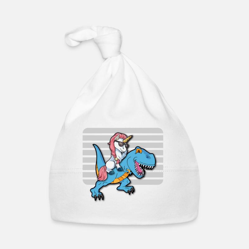 Licorne dinosaure Dino Trex Cadeau - Bonnet bio Bébé - blanc