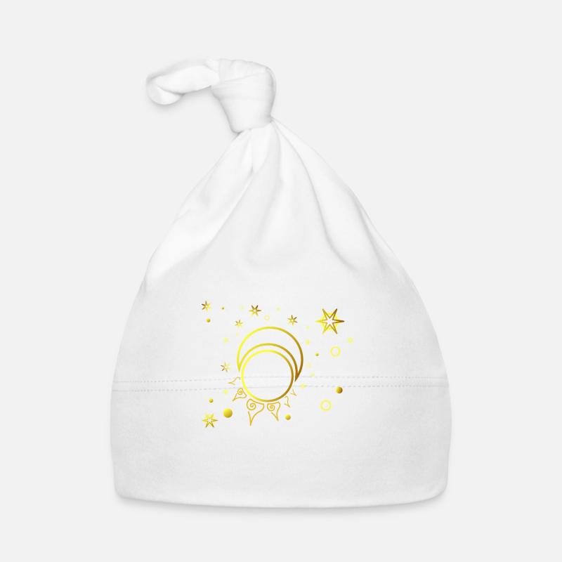 Soleil, Lune et étoiles Astrologie spirituelle - Bonnet bio Bébé - blanc