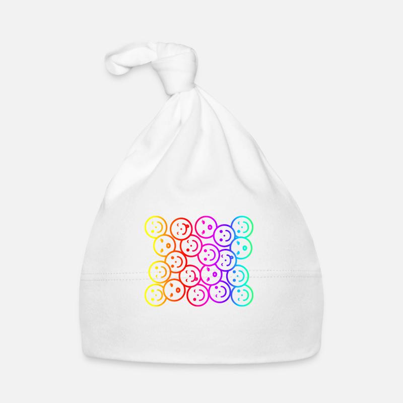 Bunte lustige Gesichter mit Regenbogen Farbverlauf Baby Bio-Mütze