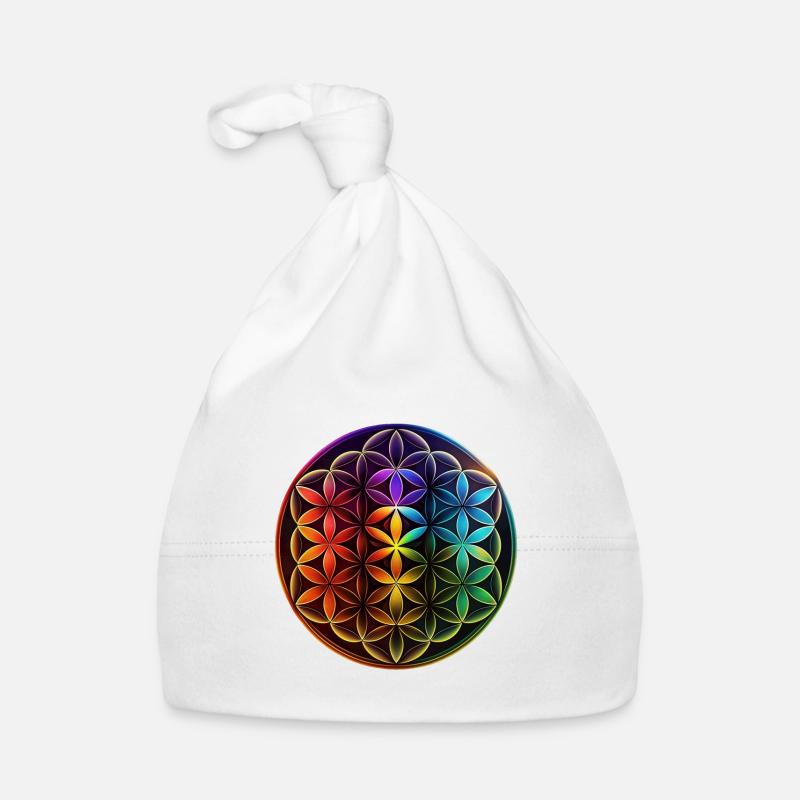 Fleur de Vie Symbole Arc-en-ciel Méditation Bonnet bio Bébé