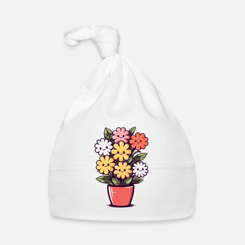 Lachende Blumen im Blumentopf Baby Bio-Mütze