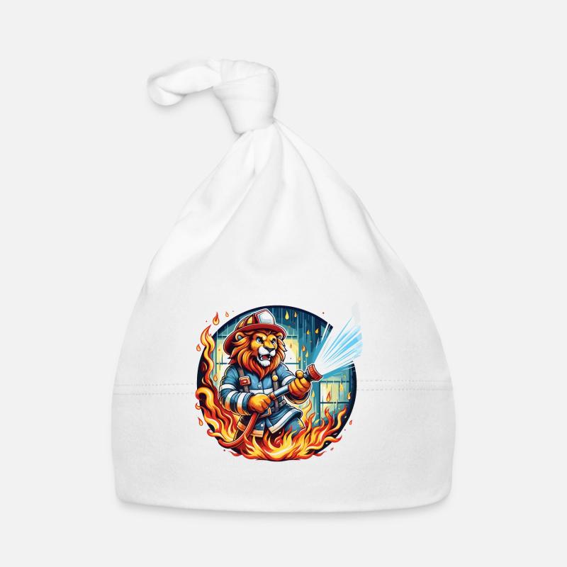 Lion, Pompier, Pompier, Flammes, Héros Bonnet bio Bébé