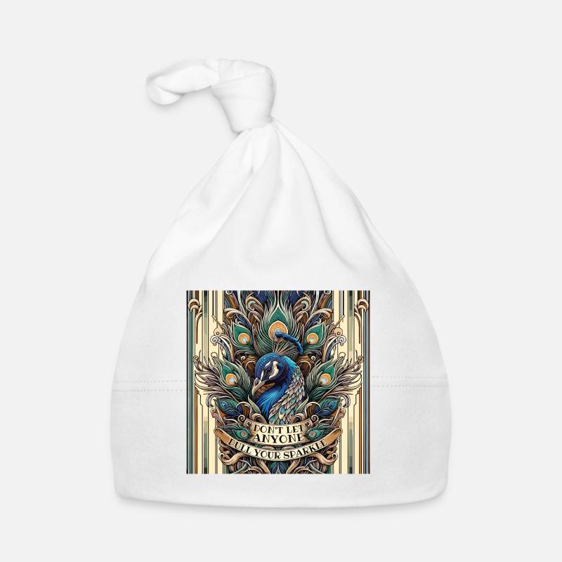 Pfau Art Deco Don't let anyone dull your sparkle Baby Bio-Mütze