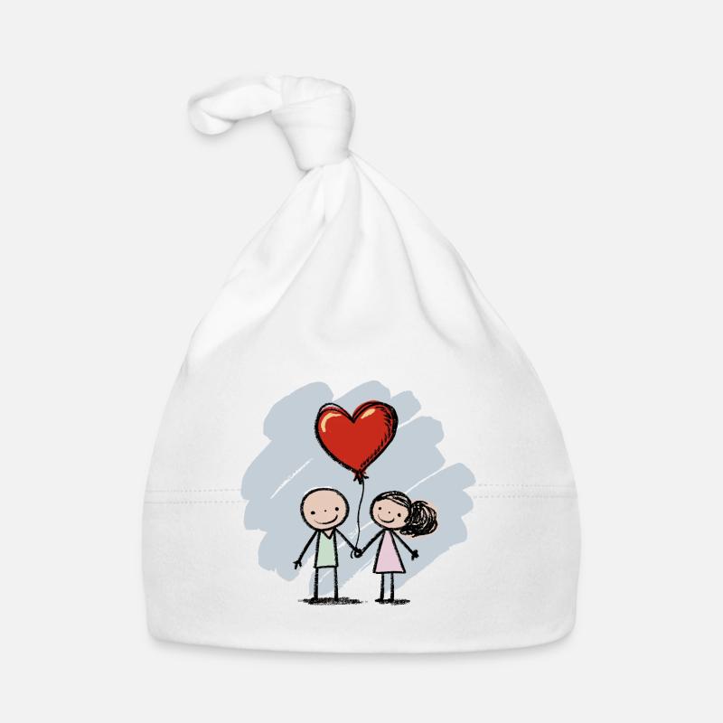 Liebespaar Strichmännchen Pärchen Valentinstag Baby Bio-Mütze