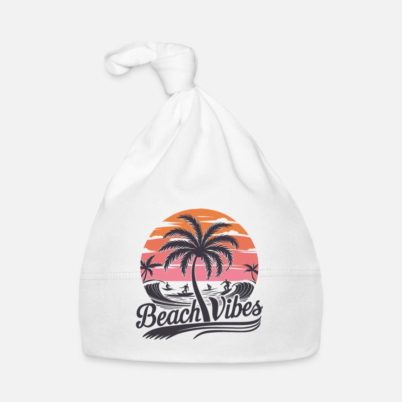 Ambiance de plage Retro Surfer Vacances à Palm Beach Bonnet bio Bébé
