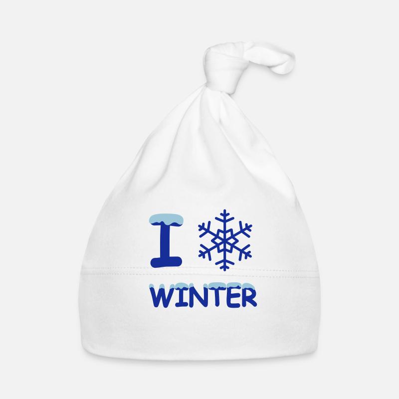 J'aime flocon de neige de l'hiver - Bonnet bio Bébé - blanc