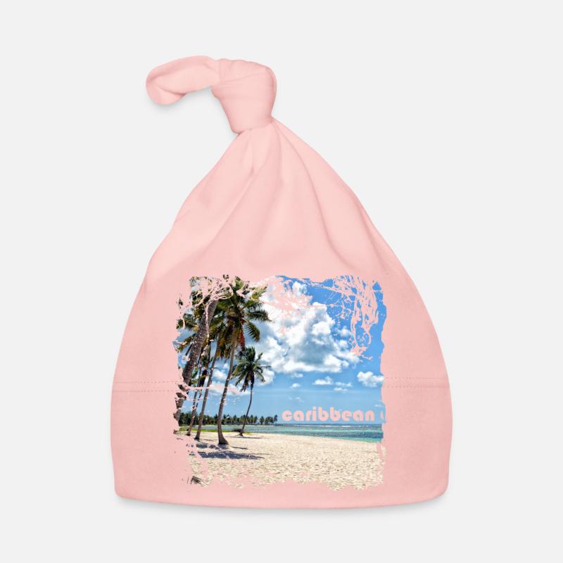 Plage de sable solitaire dans les Caraïbes Bonnet bio Bébé