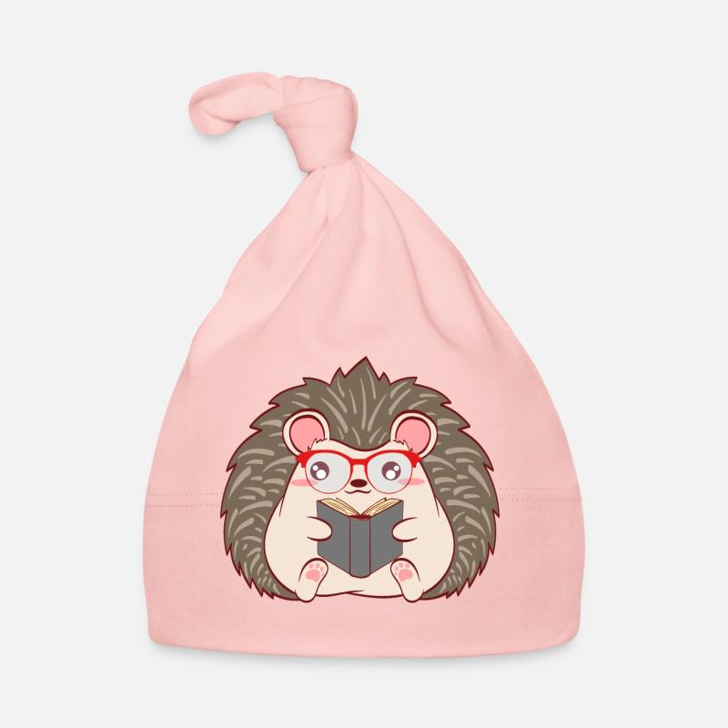 Hedgehog "Reader" Christmas Design For Students Organic Baby Cap