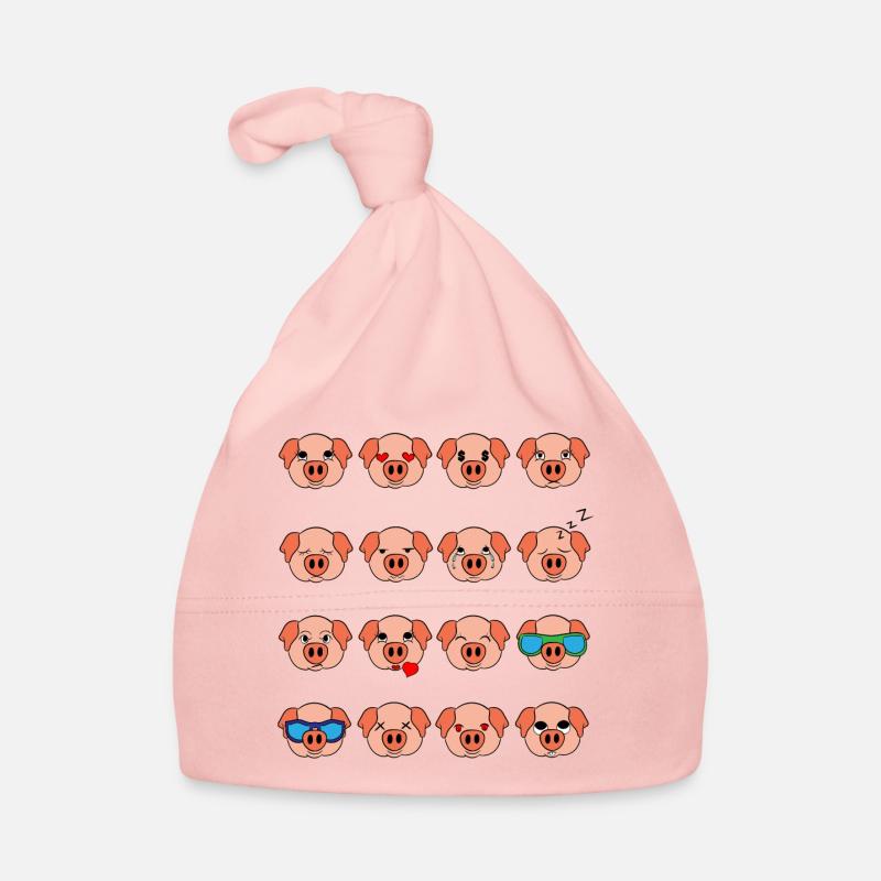 Mignon cochon rose humeur différente émoticône Bonnet bio Bébé