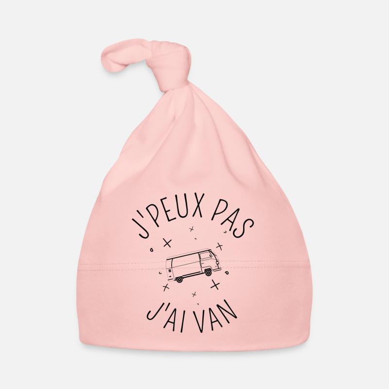 J Peux Pas J Ai Van noir - Bonnet bio Bébé - rose