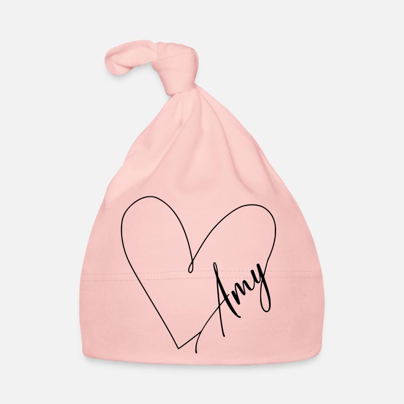 Amy Name Heart Line Organic Baby Cap