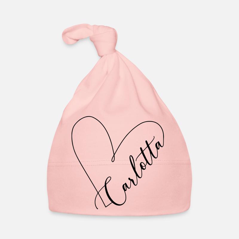 Carlotta Name Heart Line Organic Baby Cap