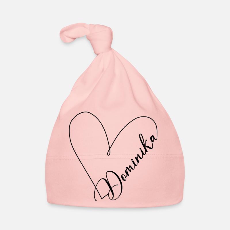 Dominika Name Heart Line Organic Baby Cap