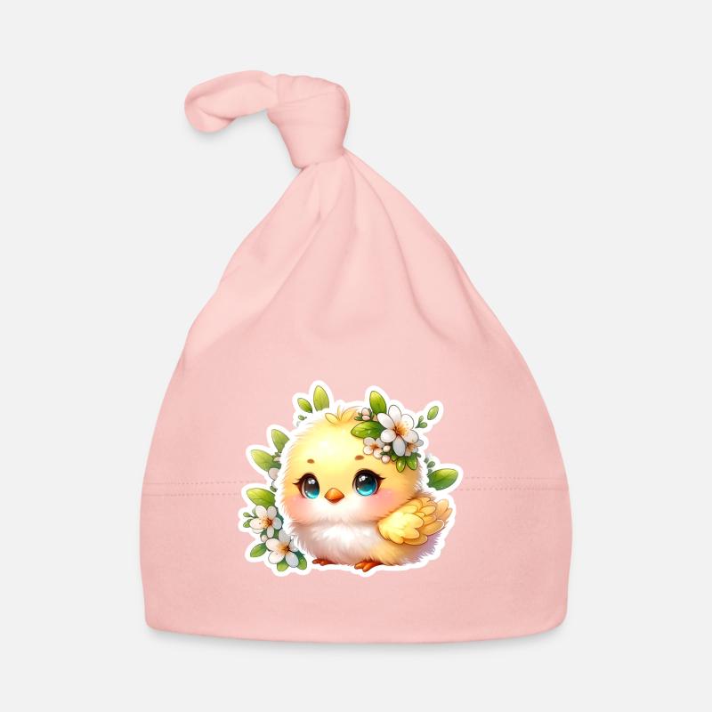 Süßes Osterküken mit Frühlingsblumen Baby Bio-Mütze