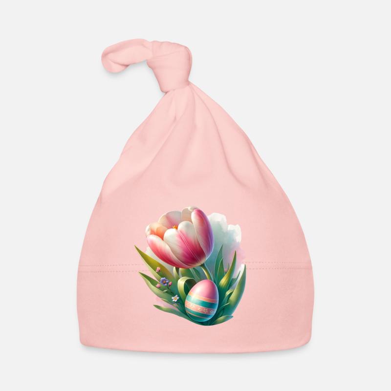 Spring Colorful Tulip With Easter Egg Organic Baby Cap