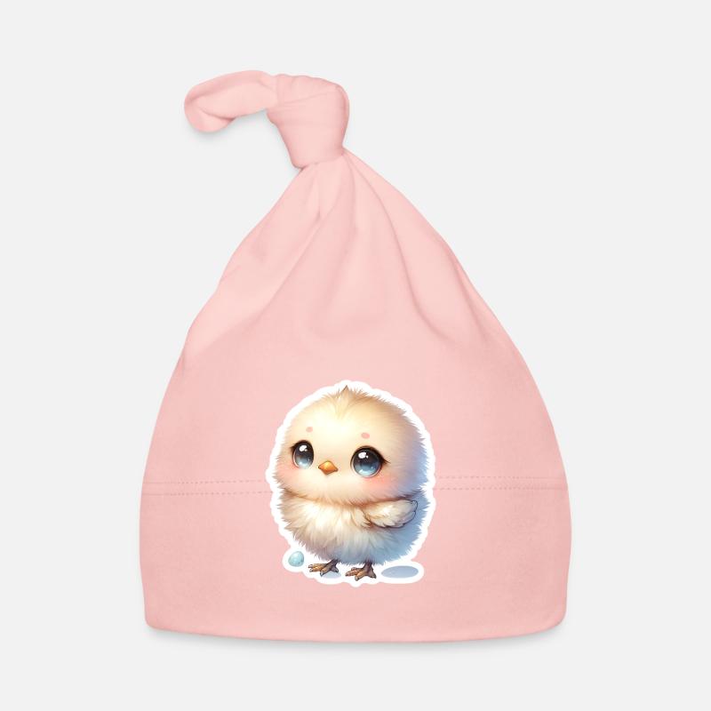 Ein süßes Osterküken mit blauen Augen Baby Bio-Mütze