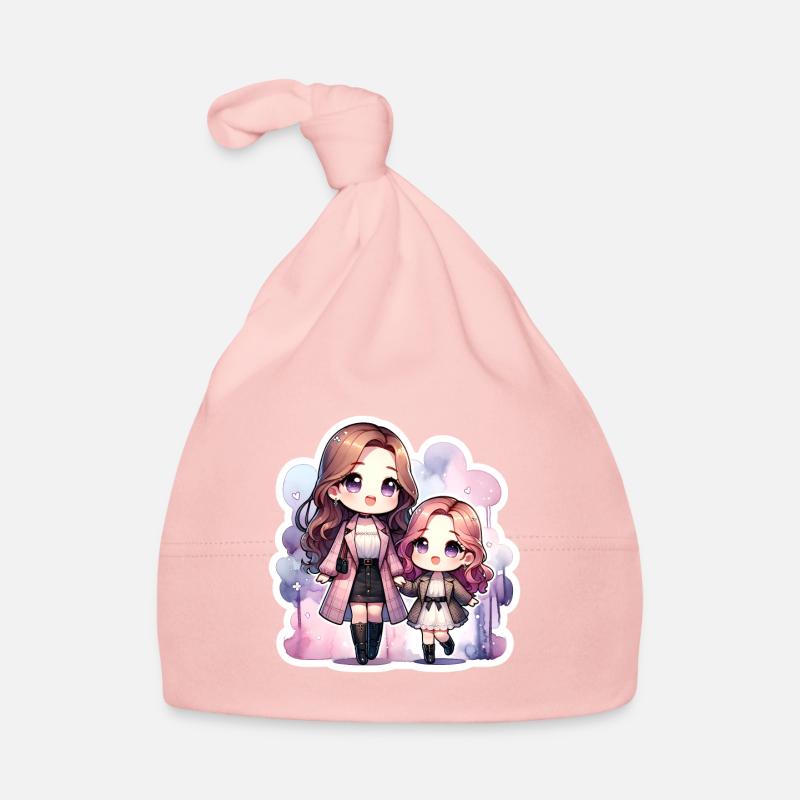 Mutter und Tochter mit passenden Outfits Baby Bio-Mütze