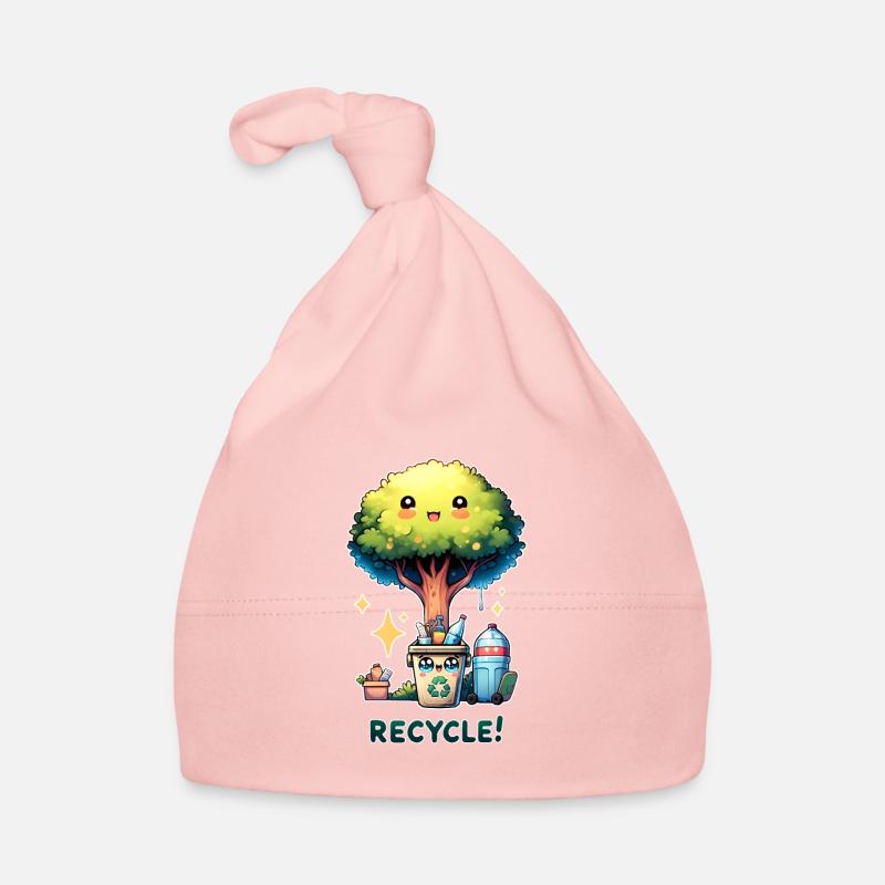 Chibi Niedlicher Baum mit Papierkorb Earth Day recyceln Baby Bio-Mütze