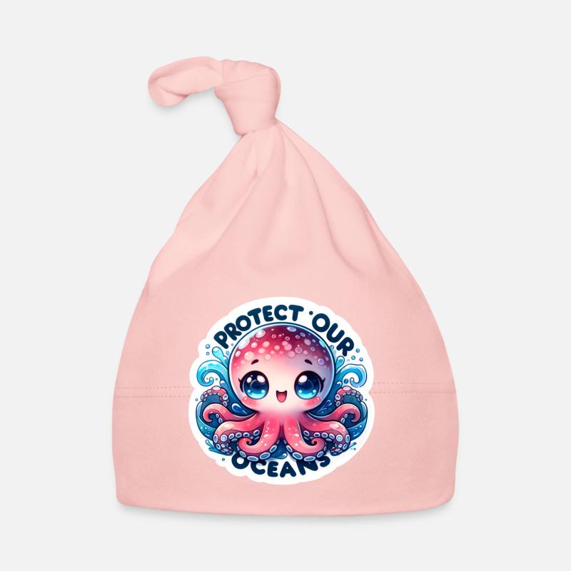 Protect Our Oceans Chibi Cute Octopus Earth Day Organic Baby Cap