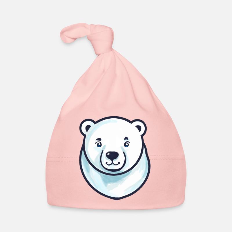 Eisbär-Kopf (Comic) Baby Bio-Mütze