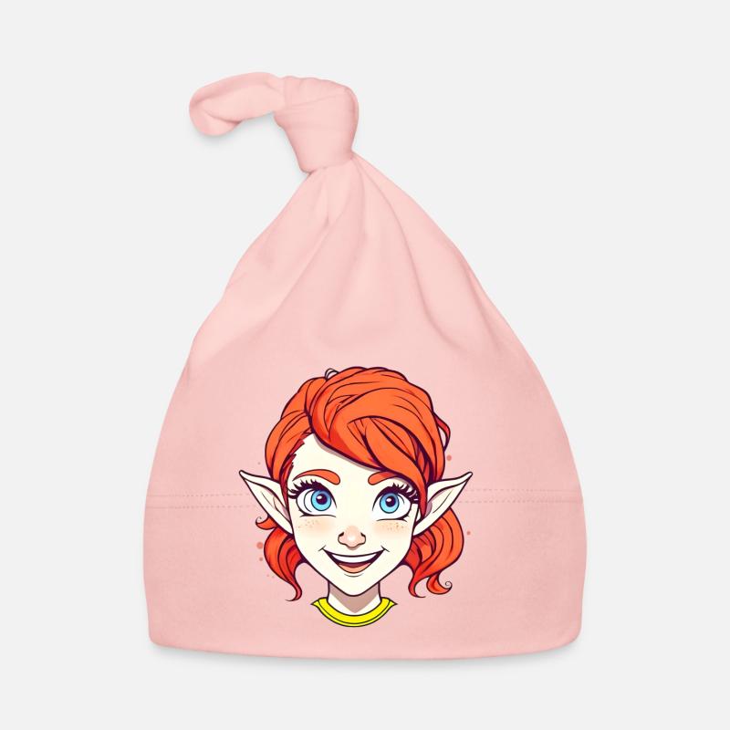 Elfe joyeuse rousse aux yeux bleus Bonnet bio Bébé